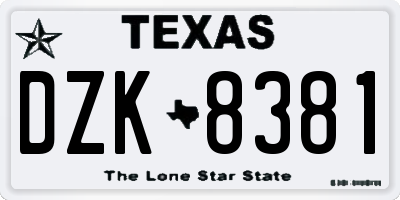 TX license plate DZK8381