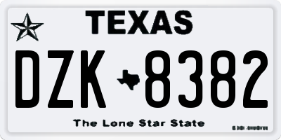 TX license plate DZK8382