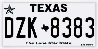 TX license plate DZK8383