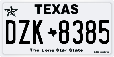 TX license plate DZK8385