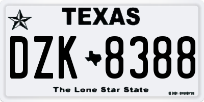 TX license plate DZK8388