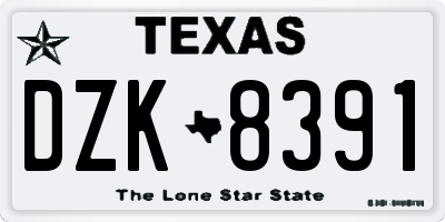 TX license plate DZK8391