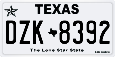 TX license plate DZK8392