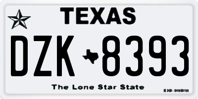 TX license plate DZK8393