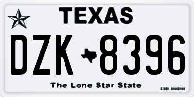 TX license plate DZK8396