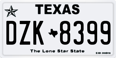 TX license plate DZK8399