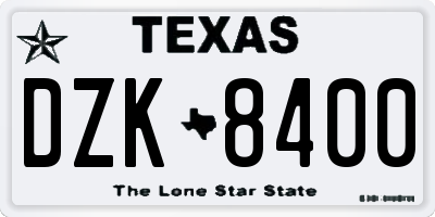 TX license plate DZK8400