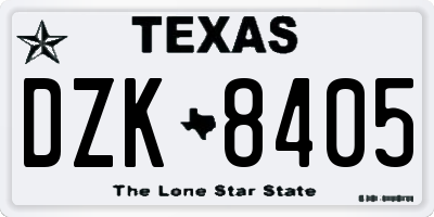 TX license plate DZK8405