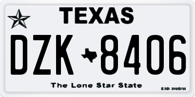 TX license plate DZK8406