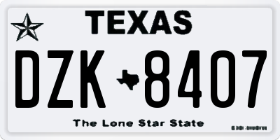 TX license plate DZK8407