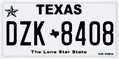 TX license plate DZK8408