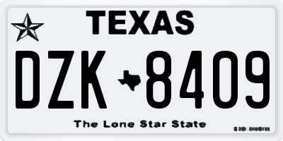 TX license plate DZK8409