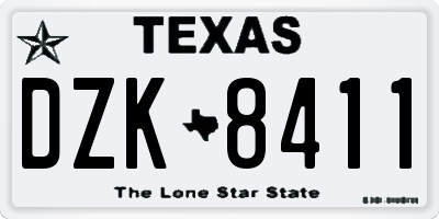 TX license plate DZK8411