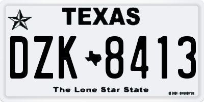 TX license plate DZK8413