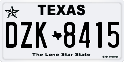 TX license plate DZK8415