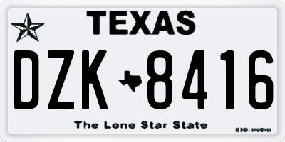 TX license plate DZK8416