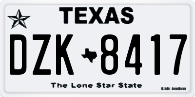 TX license plate DZK8417