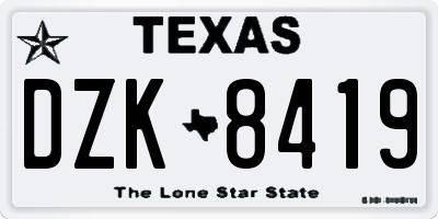 TX license plate DZK8419