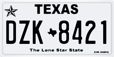 TX license plate DZK8421