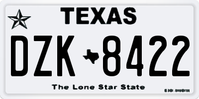 TX license plate DZK8422