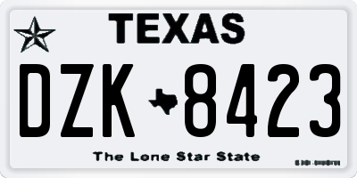 TX license plate DZK8423