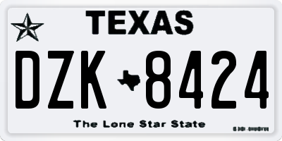 TX license plate DZK8424