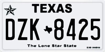 TX license plate DZK8425