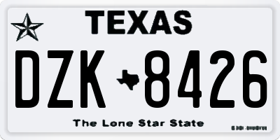 TX license plate DZK8426