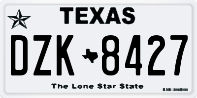 TX license plate DZK8427