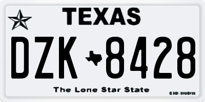 TX license plate DZK8428