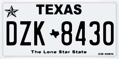 TX license plate DZK8430