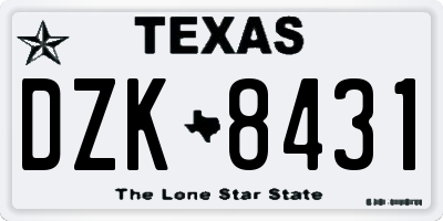 TX license plate DZK8431