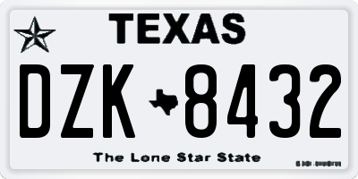 TX license plate DZK8432