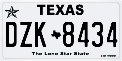 TX license plate DZK8434