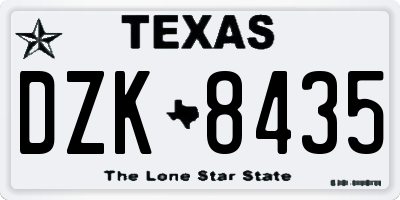 TX license plate DZK8435