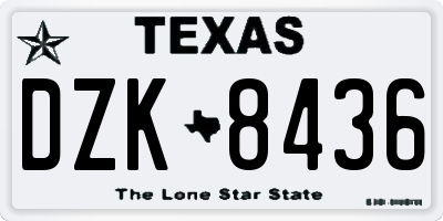 TX license plate DZK8436