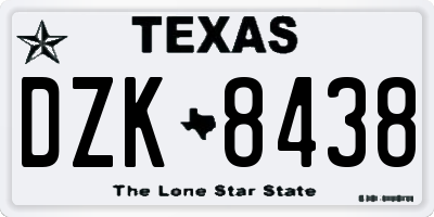 TX license plate DZK8438