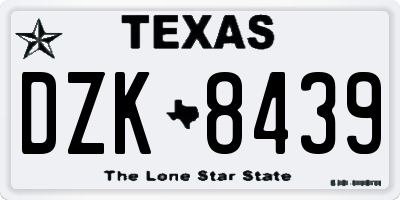 TX license plate DZK8439