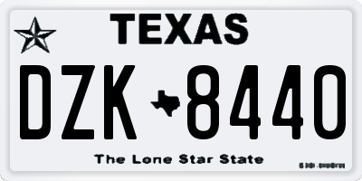 TX license plate DZK8440