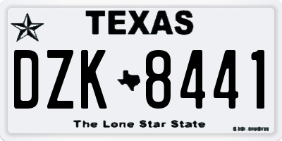 TX license plate DZK8441
