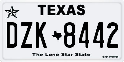 TX license plate DZK8442