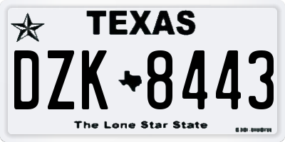 TX license plate DZK8443