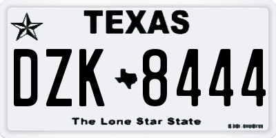 TX license plate DZK8444