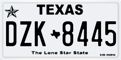 TX license plate DZK8445