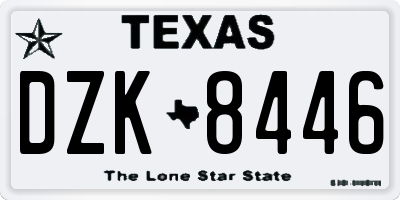 TX license plate DZK8446