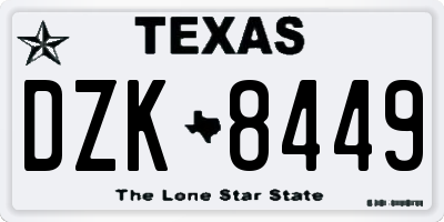 TX license plate DZK8449