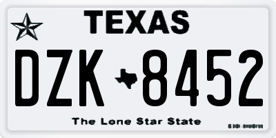 TX license plate DZK8452