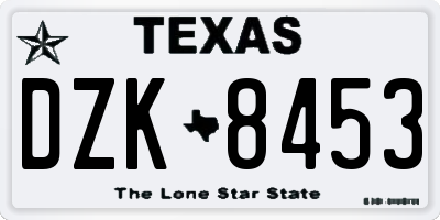 TX license plate DZK8453