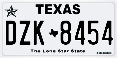 TX license plate DZK8454