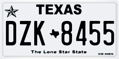 TX license plate DZK8455